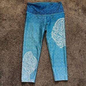 My Inner Fire -Blue Pattern Leggings with White Mandela Design